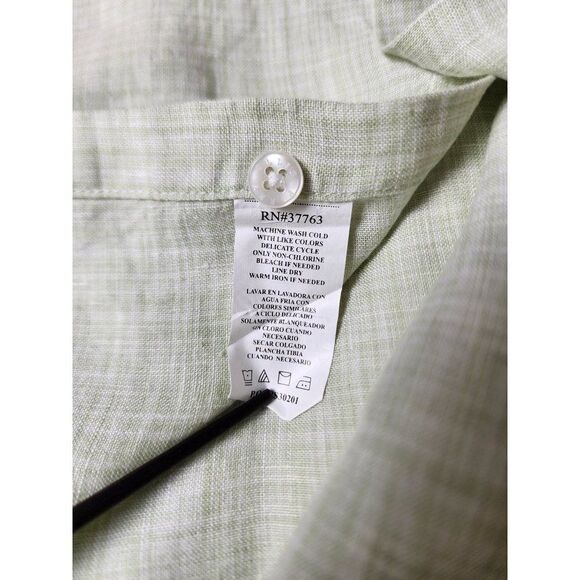 Perry Ellis Mint Green XXL Linen Button Down Shirt - Picture 6 of 6